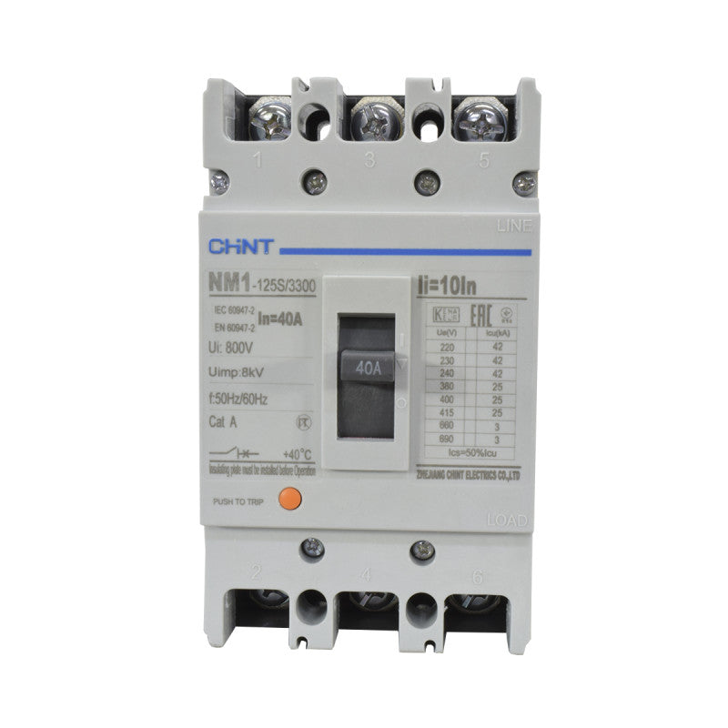 Breaker Totalizador Termomagnético l 3 Polos l 40A l 25KA / 42KA l NM1-125S l CHINT