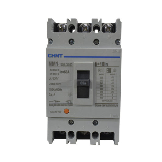 Breaker Totalizador Termomagnético l 3 Polos l 63A l 25KA / 42KA l NM1-125S l CHINT