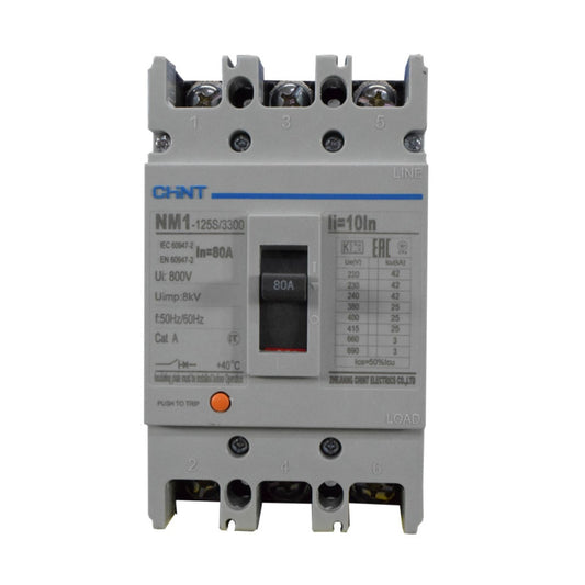 Breaker Totalizador Termomagnético l 3 Polos l 80A l 25KA / 42KA l NM1-125S l CHINT