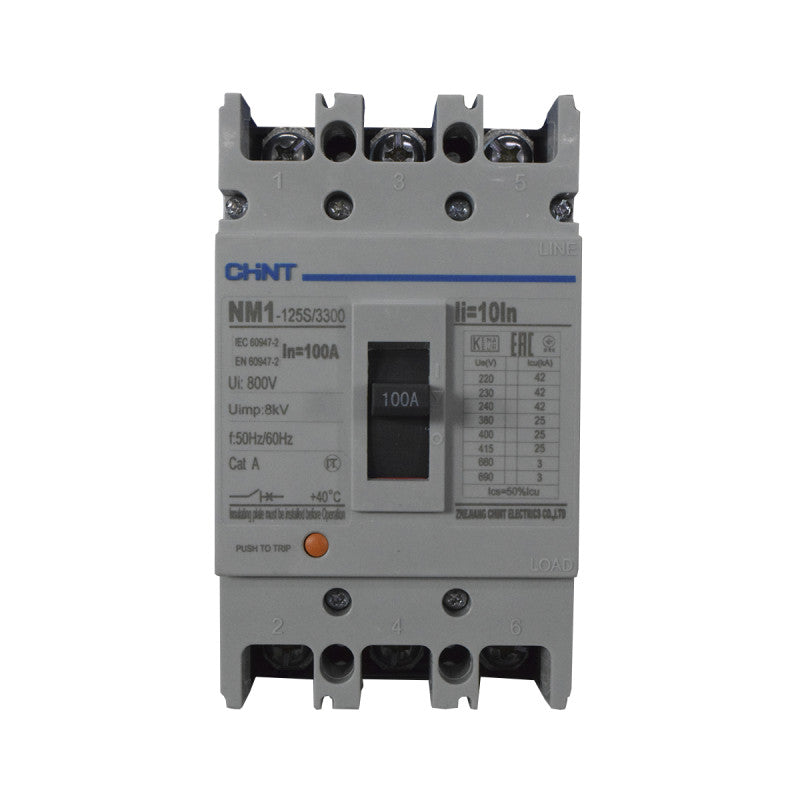 Breaker Totalizador Termomagnético l 3 Polos l 100A l 25KA / 42KA l NM1-125S l CHINT