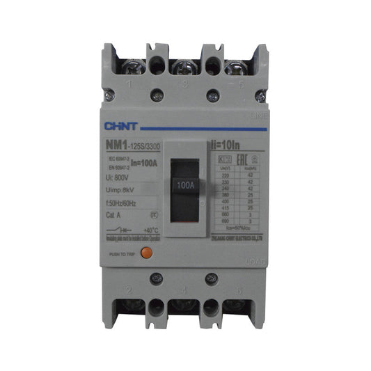 Breaker Totalizador Termomagnético l 3 Polos l 100A l 25KA / 42KA l NM1-125S l CHINT