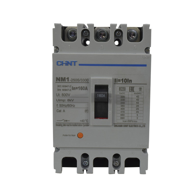 Breaker Totalizador Termomagnético l 3 Polos l 160A l 25KA / 42KA l NM1-250S l CHINT
