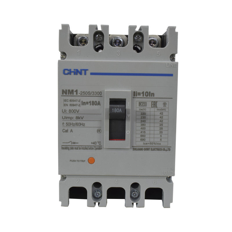 Breaker Totalizador Termomagnético l 3 Polos l 180A l 25KA / 42KA l NM1-250S l CHINT