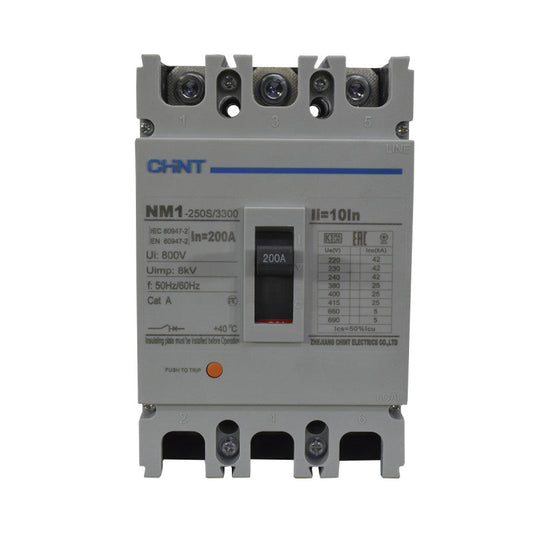 Breaker Totalizador Termomagnético l 3 Polos l 200A l 25KA / 42KA l NM1-250S l CHINT