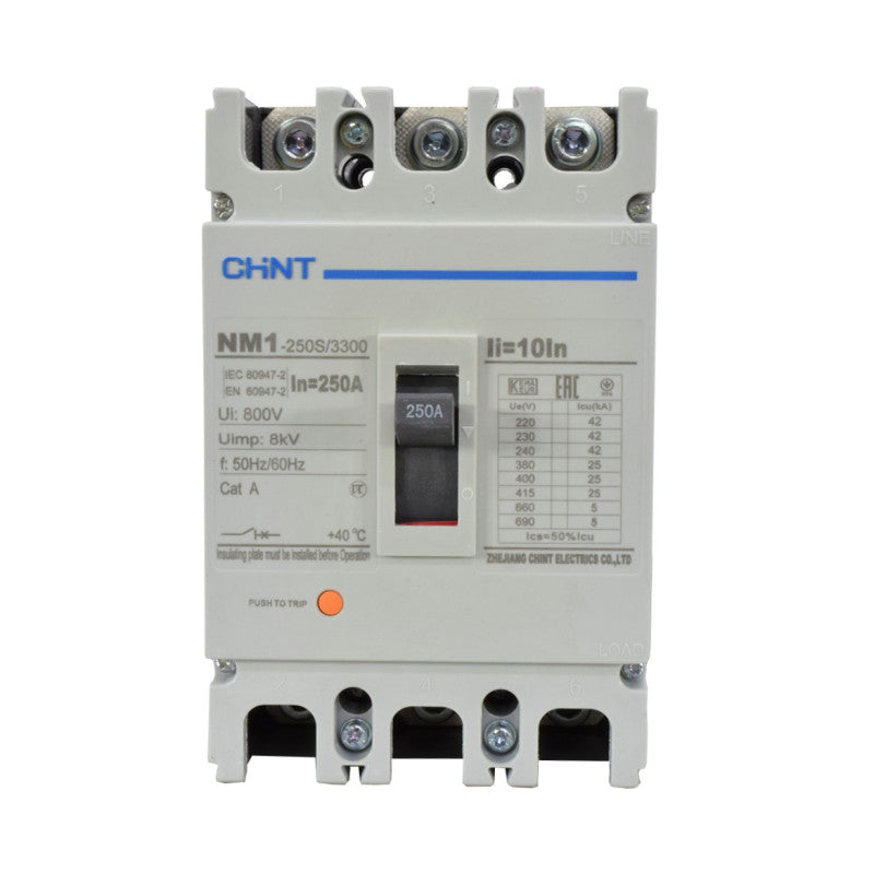 Breaker Totalizador Termomagnético l 3 Polos l 250A l 25KA / 42KA l NM1-250S l CHINT
