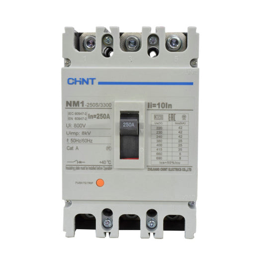 Breaker Totalizador Termomagnético l 3 Polos l 250A l 25KA / 42KA l NM1-250S l CHINT