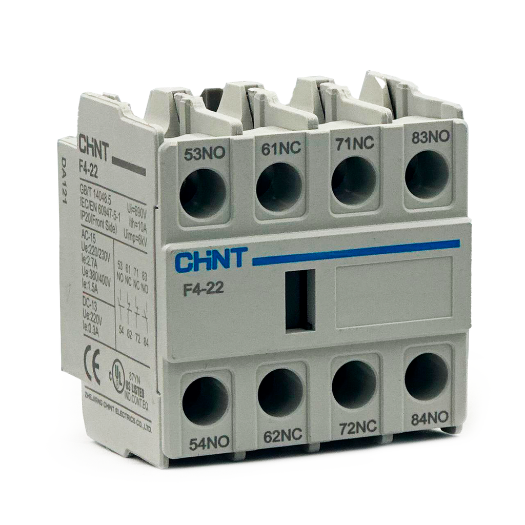 Bloque de Contacto Frontal Para Contactor Chint de la Serie NC1 y NC2, 2NA+2NC