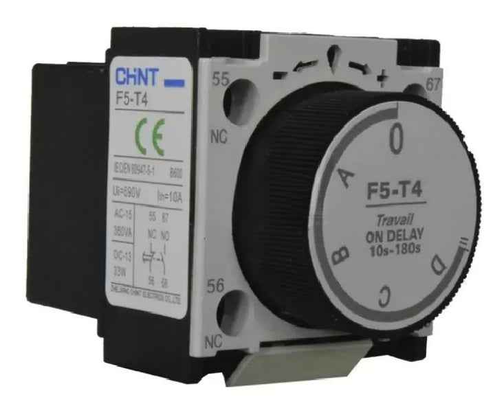 Bloque de Contacto Frontal Temporizado al Trabajo 10 - 180 Seg. Para Contactor Chint de la serie NC1 y NC2
