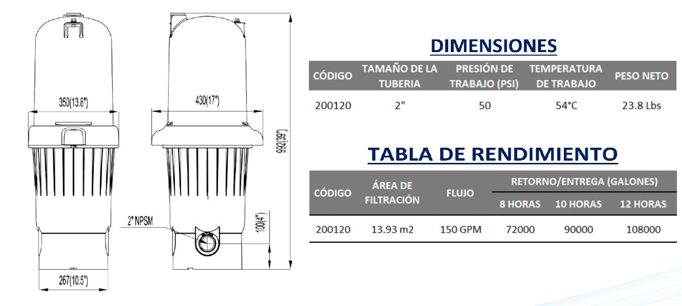 Filtro De Cartucho Para Piscina Y Jacuzzi 150GPM - MAAAX FILTER