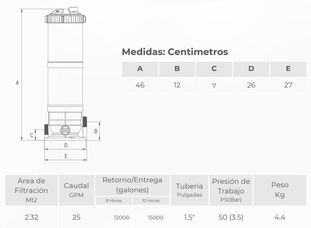 Filtro De Cartucho Para Piscina Y Jacuzzi 25GPM - MAAAX FILTER