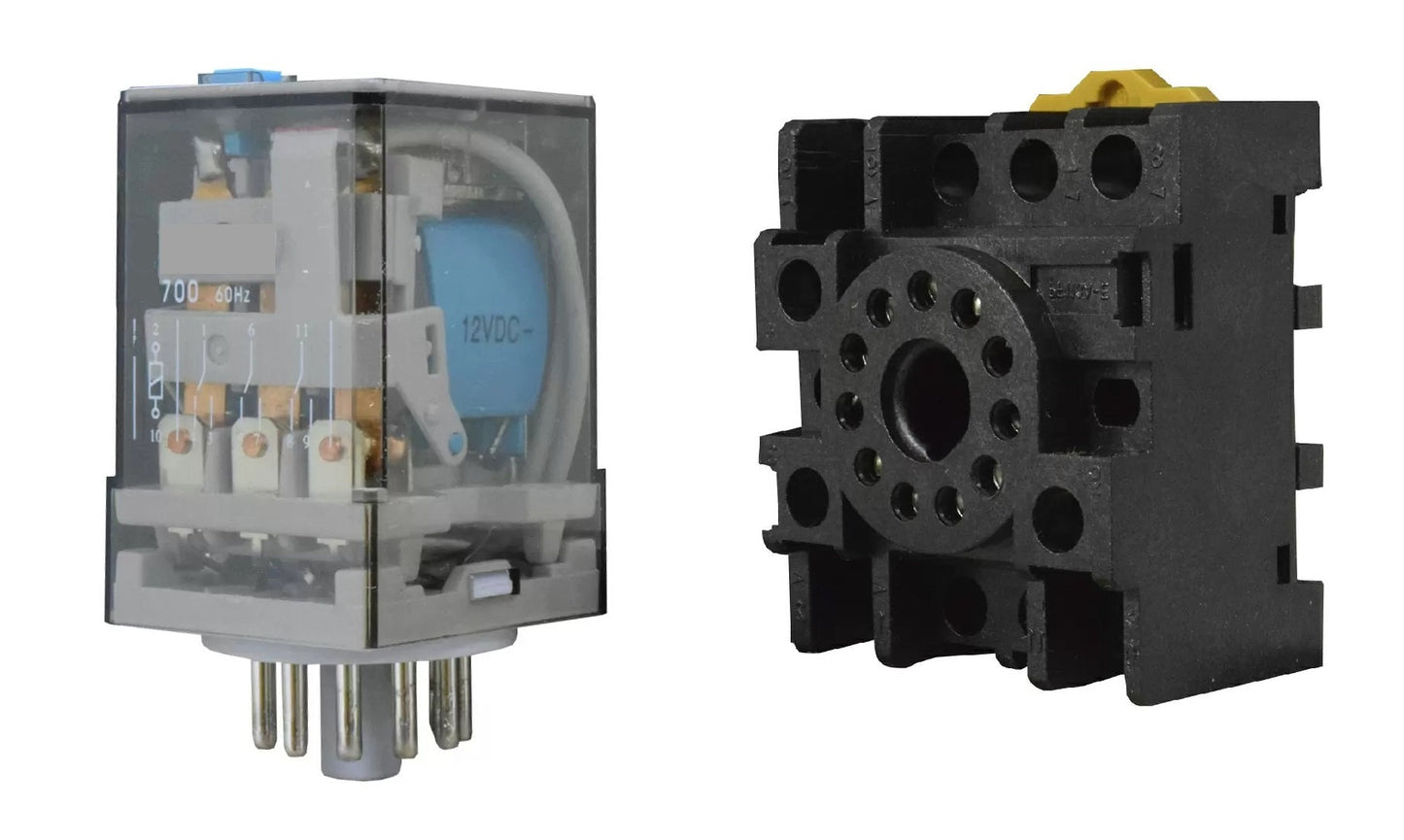 Relé De 11 Pines Con Base Redonda - Bobina De 220 VAC / 10 A