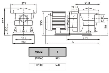 Bomba de Piscina MAAAX PUMP STP300 l 3 HP l 220V l 2" X 2" l 66 - 600 lpm l 8 - 18 m