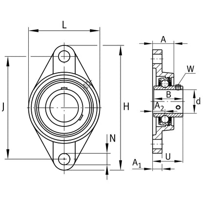 Chumacera de Flanche 2H UCFL206-19 l 1-3/16"