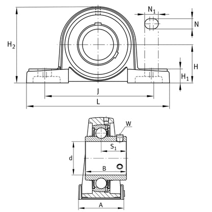 Chumacera de Pedestal UCP215 l Eje de 75mm