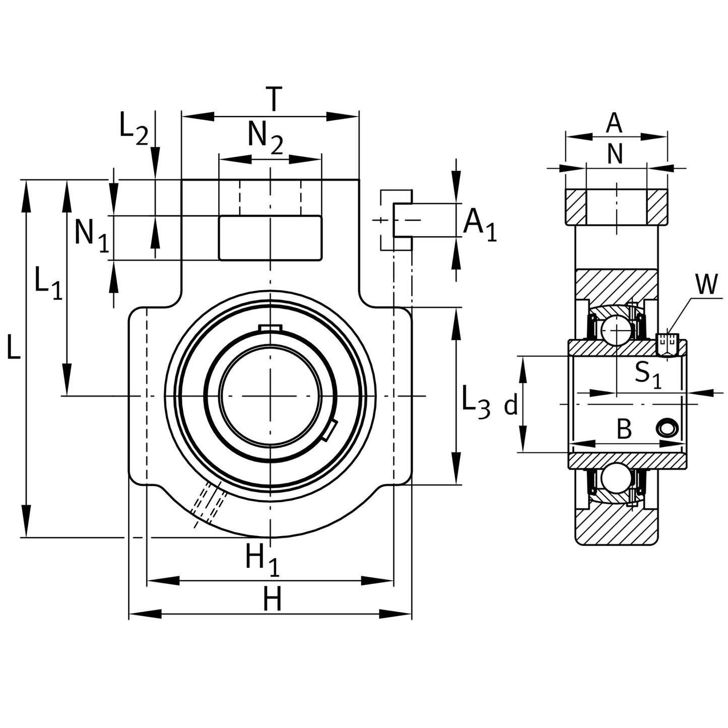 Chumacera Tensora UCT218-56 l Eje de 3-1/2"