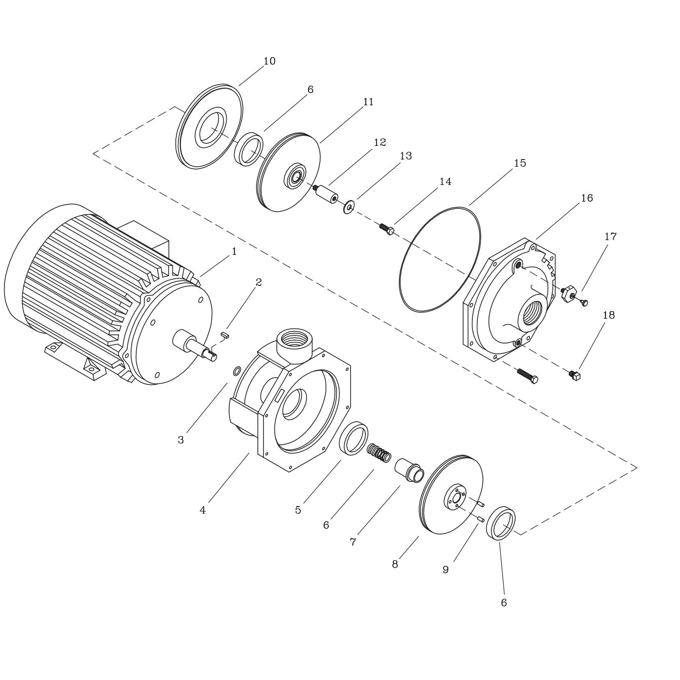 Despiece Bomba Centrífuga 10HP 65GPM 1F 2"x2" IHM