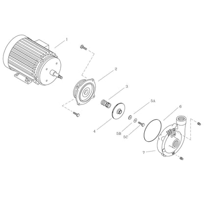 Despiece Bomba Centrífuga 3HP 40GPM 3F 1-1/2"x1-1/2" IHM