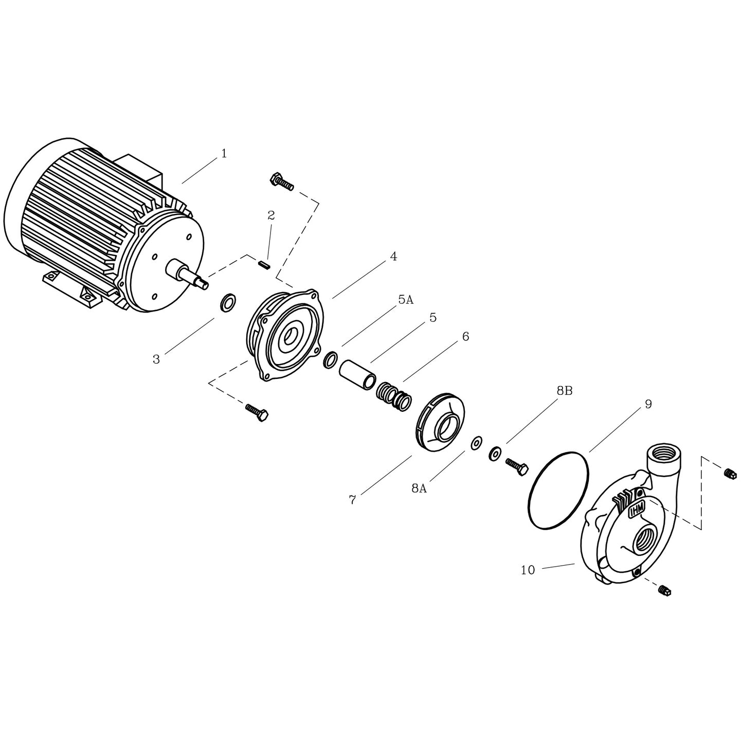 Despiece Bomba Centrífuga 10HP 80GPM 3F 3"x3" IHM