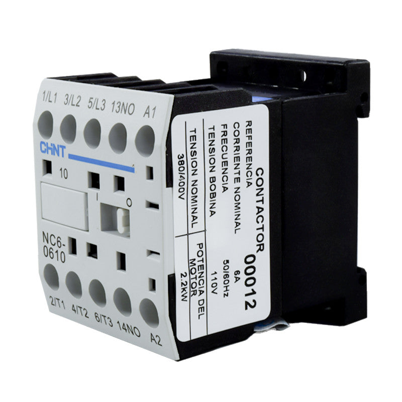Mini Contactor Auxiliar CHINT 6A AC3 110VAC 3NA+1NA - NC6-0610