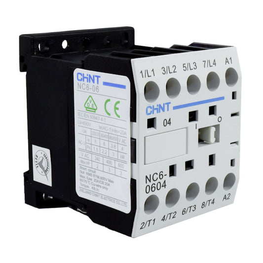 Mini Contactor Auxiliar CHINT 6A AC3 24VAC 4NA - NC6-0604