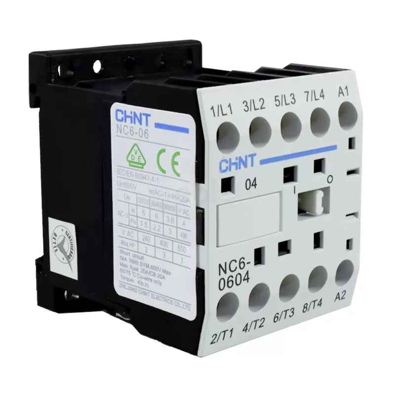 Mini Contactor Auxiliar CHINT 6A AC3 110VAC 4NA - NC6-0604