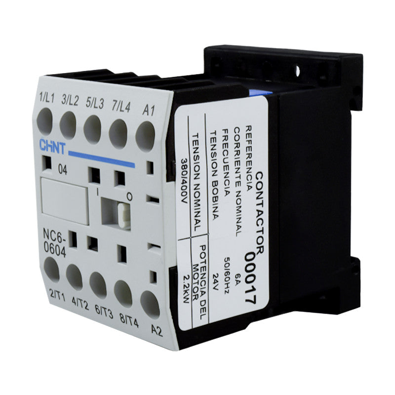 Mini Contactor Auxiliar CHINT 6A AC3 24VAC 4NA - NC6-0604