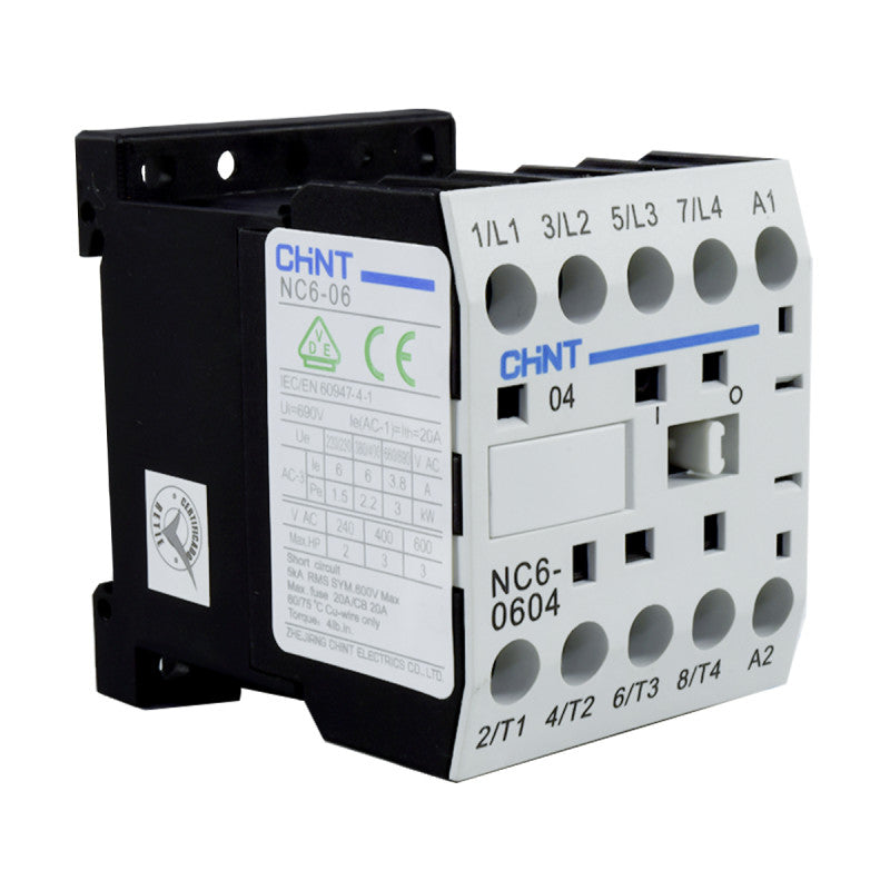 Mini Contactor Auxiliar CHINT 6A AC3 110VAC 4NA - NC6-0604