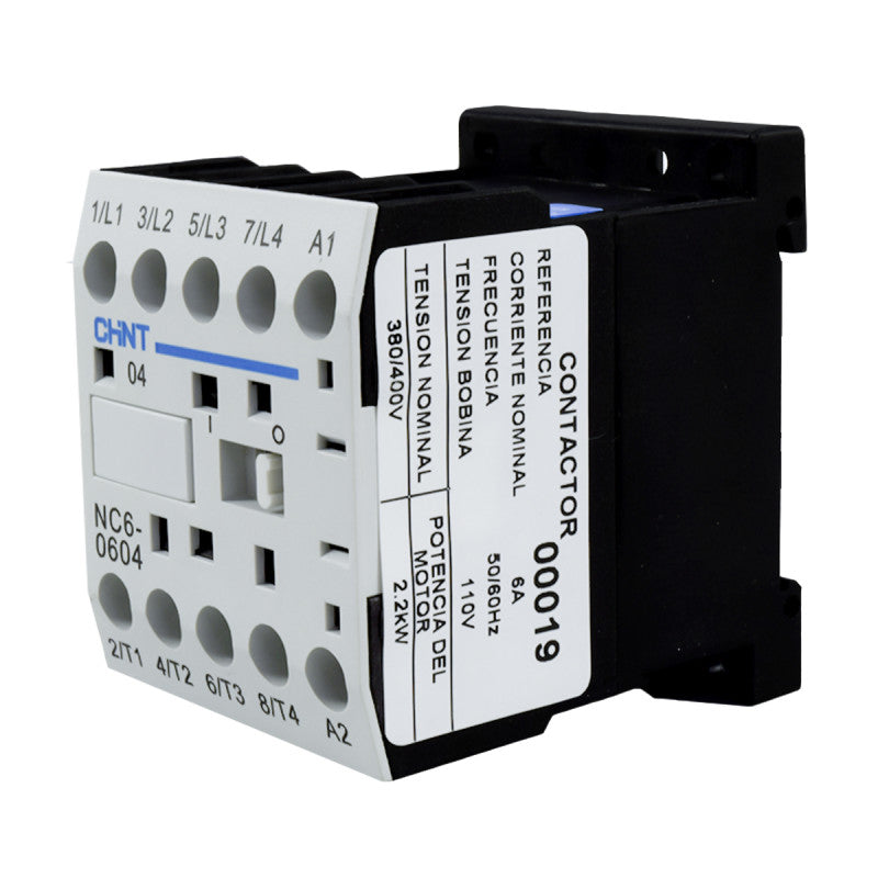 Mini Contactor Auxiliar CHINT 6A AC3 110VAC 4NA - NC6-0604