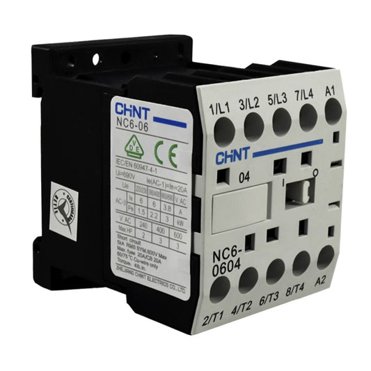 Mini Contactor Auxiliar CHINT 6A AC3 220VAC 4NA - NC6-0604