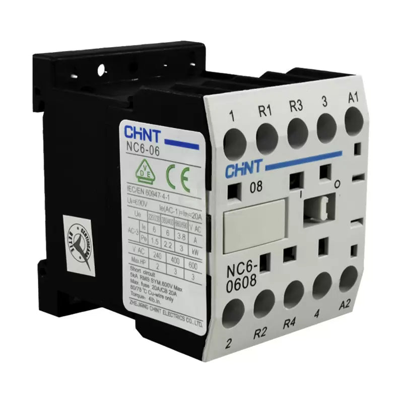 Mini Contactor Auxiliar CHINT 6A AC3 24VAC 2NA+2NC - NC6-0608
