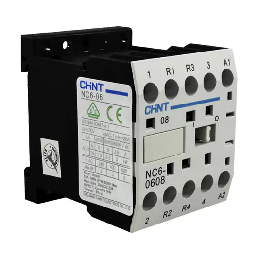 Mini Contactor Auxiliar CHINT 6A AC3 220VAC 2NA+2NC - NC6-0608