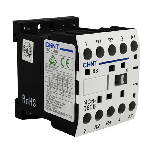 Mini Contactor Auxiliar CHINT 6A AC3 110VAC 2NA+2NC - NC6-0608