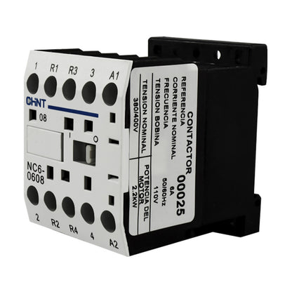 Mini Contactor Auxiliar CHINT 6A AC3 110VAC 2NA+2NC - NC6-0608