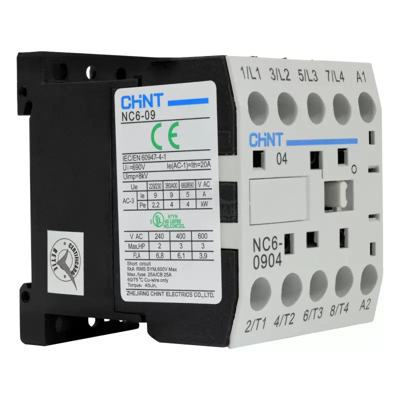 Mini Contactor Auxiliar CHINT 9A AC3 24VAC 4NA