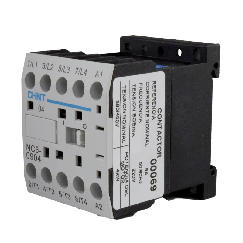 Mini Contactor Auxiliar CHINT 9A AC3 220VAC 4NA