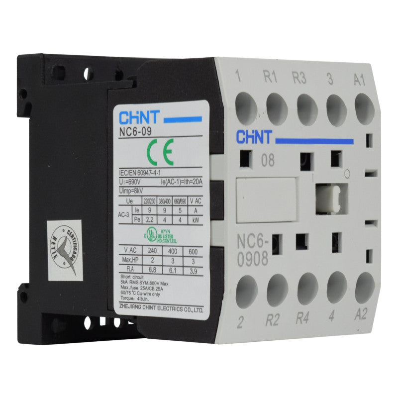 Mini Contactor Auxiliar CHINT 9A AC3 220VAC 2NA+2NC