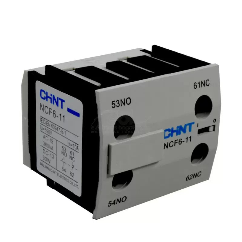Bloque de Contacto Para Mini Contactor Auxiliar Chint (NC06) 1NA+1NC - NCF6-11