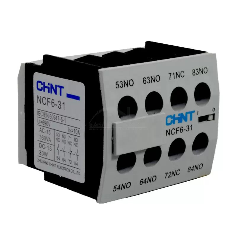 Bloque de Contacto Para Mini Contactor Auxiliar Chint (NC06) 3NA+1NC - NCF6-31