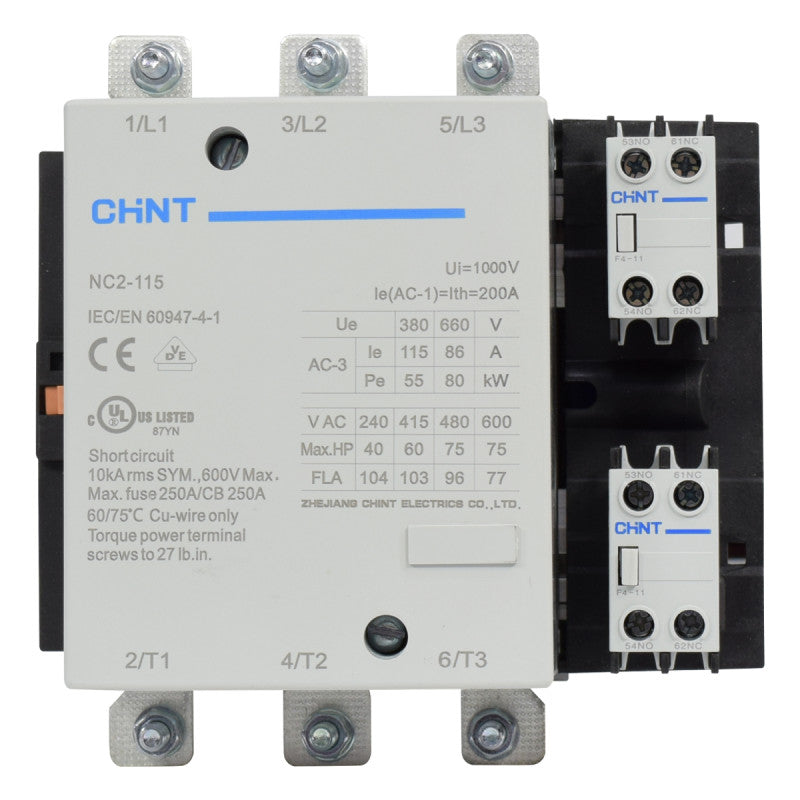 Contactor Chint 115A AC3 Bobina 220VAC - NC2-115