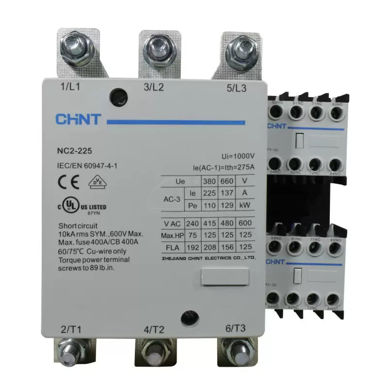 Contactor Chint 225A AC3 Bobina 220VAC - NC2-225