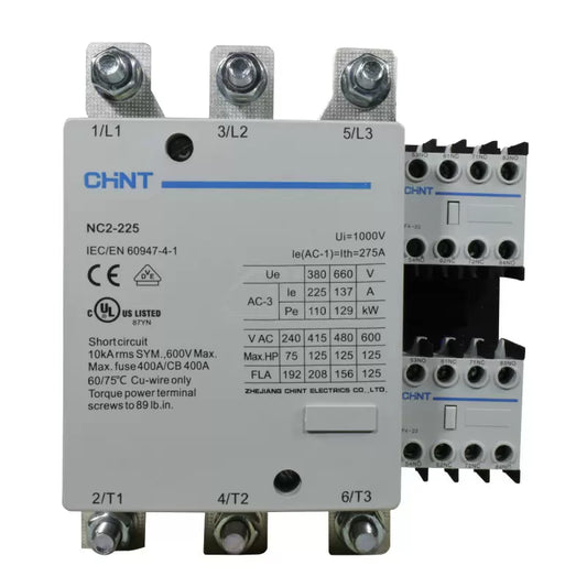 Contactor Chint 225A AC3 Bobina 220VAC - NC2-225