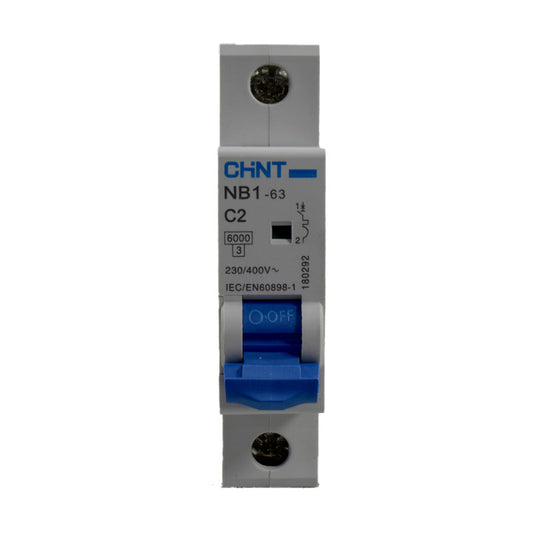 Mini Breaker Termomagnético Riel l 1 Polos l 2A l  6KA l NB1-63 1P C2 6KA l CHINT