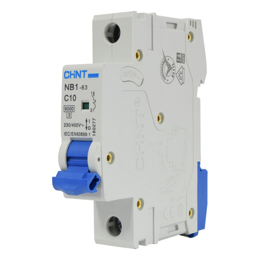 Mini Breaker Termomagnético Riel l 1 Polos l 10A l  6KA l NB1-63 1P C10 6KA l CHINT