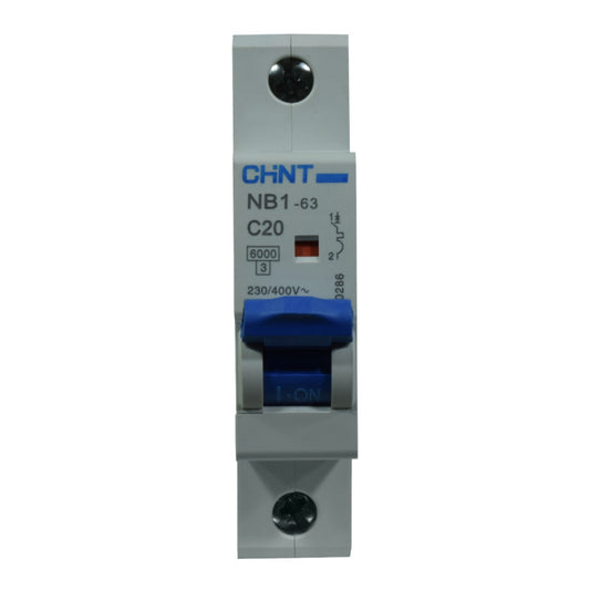 Mini Breaker Termomagnético Riel l 1 Polos l 20A l  6KA l NB1-63 1P C20 6KA l CHINT