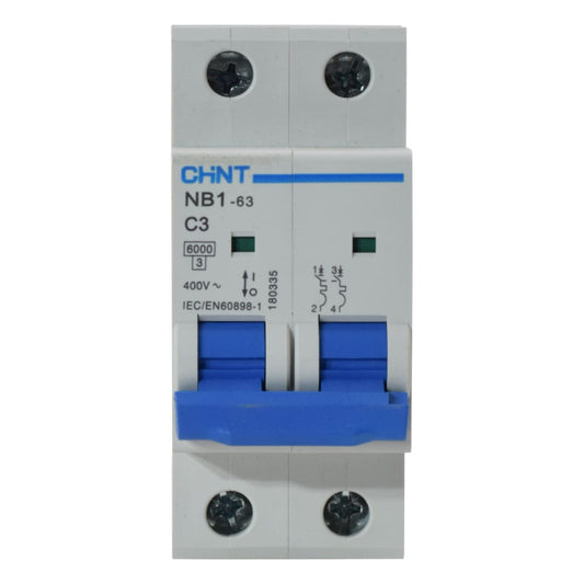 Mini Breaker Termomagnético Riel l 2 Polos l 3A l  6KA l NB1-63 2P C3 6KA l CHINT