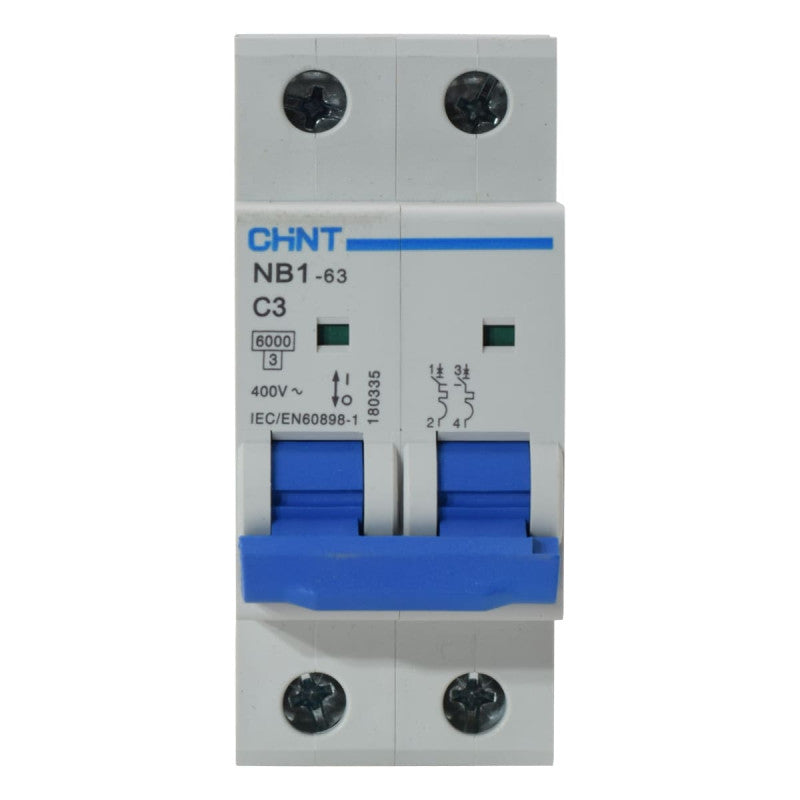 Mini Breaker Termomagnético Riel l 2 Polos l 3A l  6KA l NB1-63 2P C3 6KA l CHINT