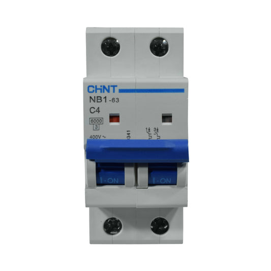 Mini Breaker Termomagnético Riel l 2 Polos l 4A l  6KA l NB1-63 2P C4 6KA l CHINT