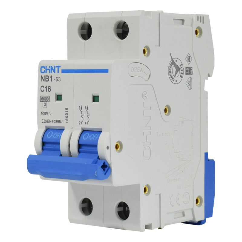 Mini Breaker Termomagnético Riel l 2 Polos l 16A l  6KA l NB1-63 2P C16 6KA l CHINT