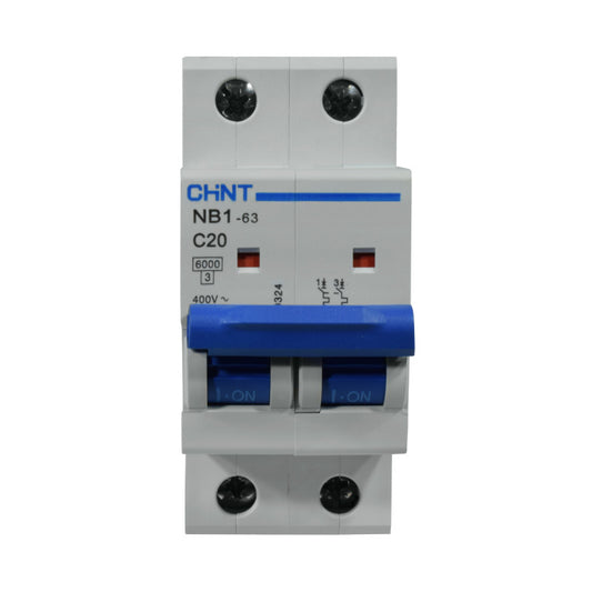 Mini Breaker Termomagnético Riel l 2 Polos l 20A l  6KA l NB1-63 2P C20 6KA l CHINT