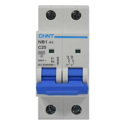 Mini Breaker Termomagnético Riel l 2 Polos l 25A l  6KA l NB1-63 2P C25 6KA l CHINT